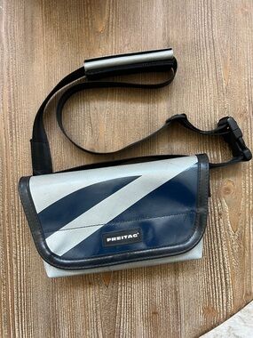 Freitag Jamie Blue and Gray Messenger Hip Bag